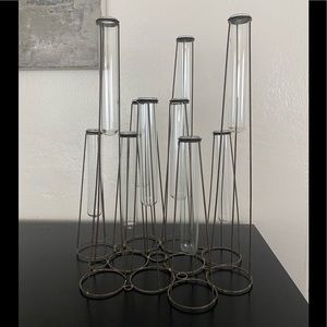 Anthropologie Rustic Metal Bud Vases Stand